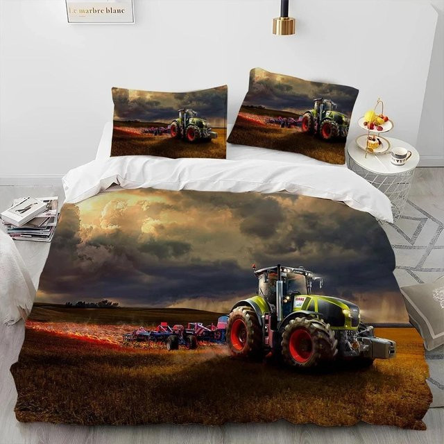 Bettwäscheset mit 3D-Fahrzeugdesign Auto Traktor LKW von Binchi Outdoor Product, mehrfarbig, Material Mikrofaser Polyester, B/H: 140 x 210 cm - Bild 1