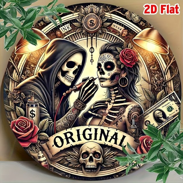 Potdemiel Vintage Schädel Wandkunst aus Metall in Multicolour, Durchmesser: 20 cm - Bild 1