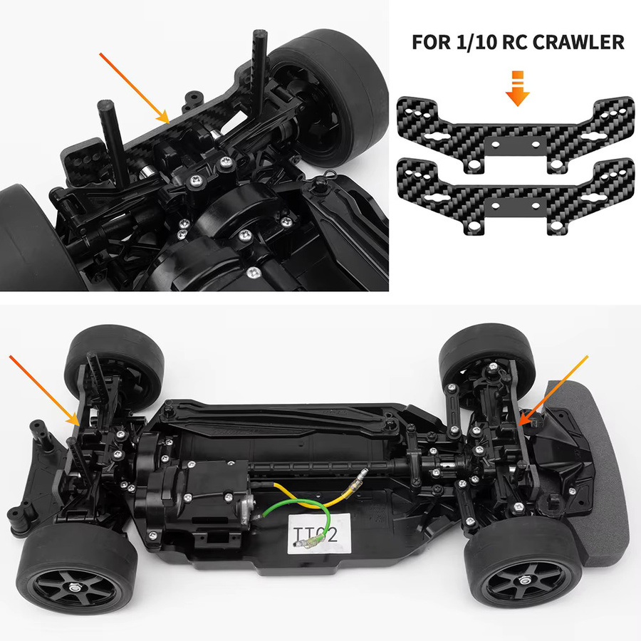 YEAHRUN Shock Towers Halterung Vorne und Hinten, Carbon Fiber, Tamiya TT02 1/10 RC Drift Auto Zubehör - Bild 6