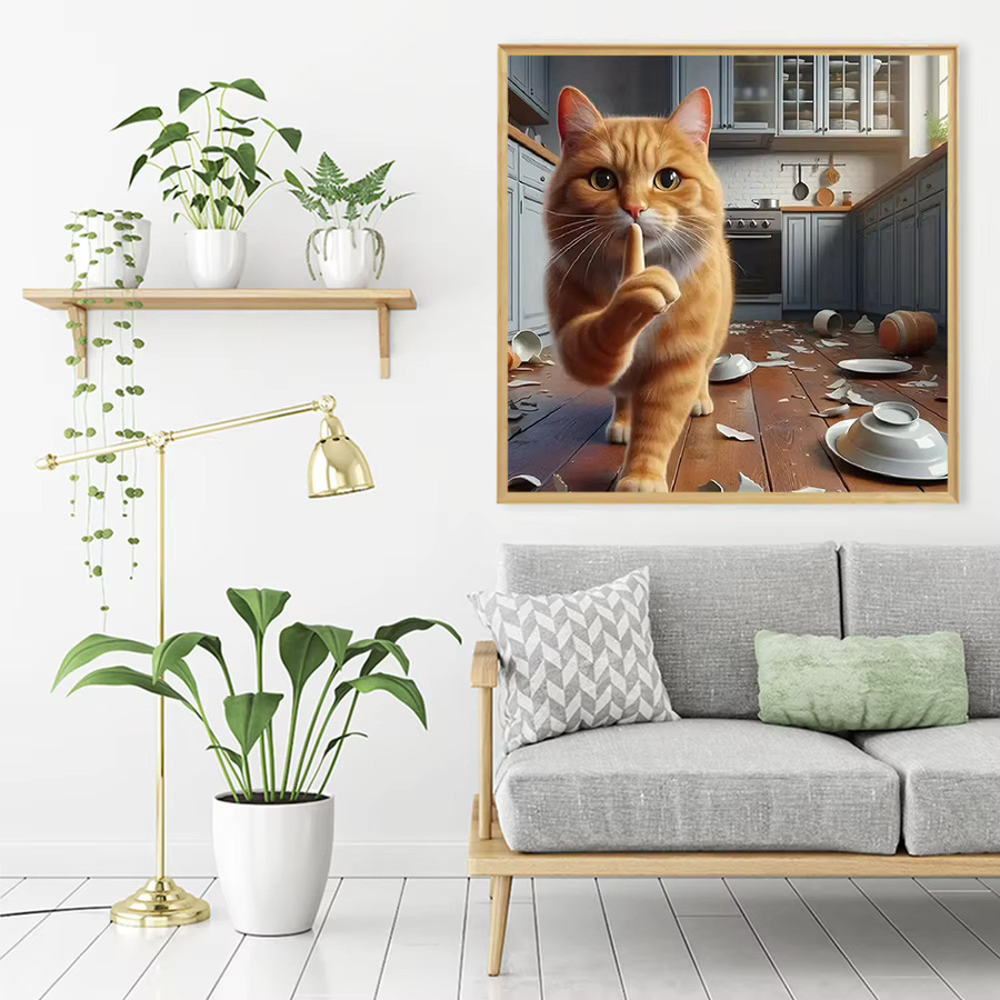 Huacan DIY Diamantmalerei Katze als Mosaik-Strassbild in Mehrfarbig, B/H: 20 x 20 cm - Bild 3
