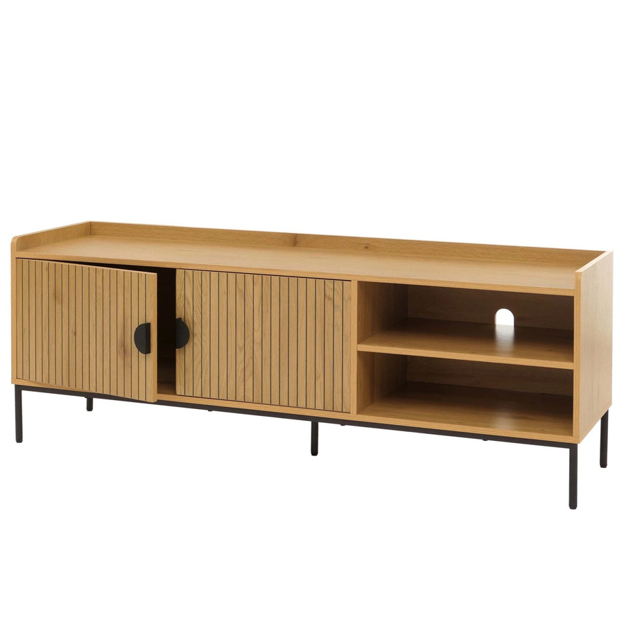 MCW TV-Rack O39 Lowboard in Eucalyptus mit Lamellen-Design, Farbe: Braun, B/T/H: 150 x 40 x 56 cm - Bild 3