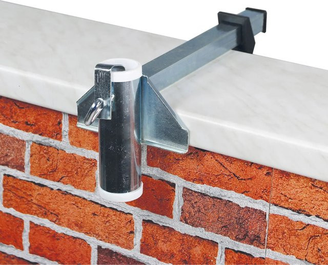 Videx Garden Sonnenschirmhalter Typ M für Mauerbrüstung aus verzinktem Stahl, Farbe: Silber, Durchmesser: 35 mm - Bild 1