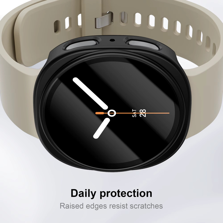 Schutzhülle für Samsung Galaxy Watch 8 (44 mm und 40 mm) mit gehärteter Glas-Displayschutzfolie und PC-Stoßstangenabdeckung in Schwarz und Transparent - Bild 3