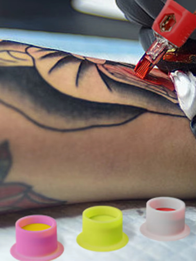 JC TATTOO Tattoo-Farbbecher, Einweg-Silikon, 200 Stück, gemischte Farben - Bild 5