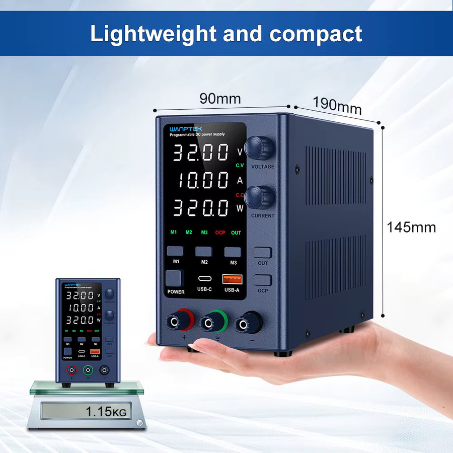 Wanptek Programmierbares DC-Labornetzteil mit Speicherfunktion, Spannungsregler Tischstromquelle, 60 V 5 A / 30 V 5 A / 10 A - Bild 4