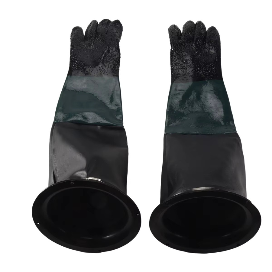 Sandstrahlhandschuhe für Sandstrahlkabinen mit O-Ringen, Farbe: Schwarz, Länge: 60 cm - Bild 5