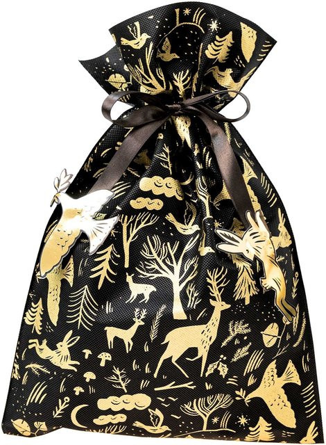 Rico Design Paper Poetry Geschenktüte Nostalgic Christmas Wald Schwarz B: 30 cm, H: 45 cm - Bild 1