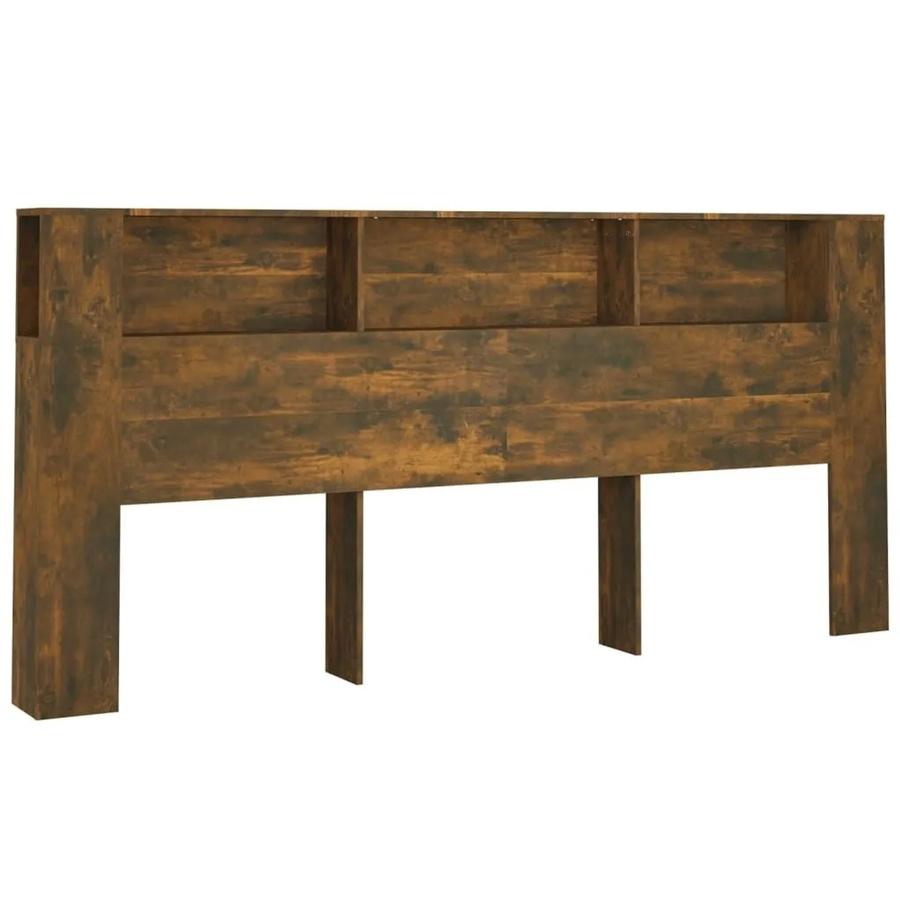 vidaXL Kopfteil mit integrierten Ablagen in Räuchereiche, Wandmontage für das Schlafzimmer, B: 220 cm, T: 18,5 cm, H: 104,5 cm - Bild 2