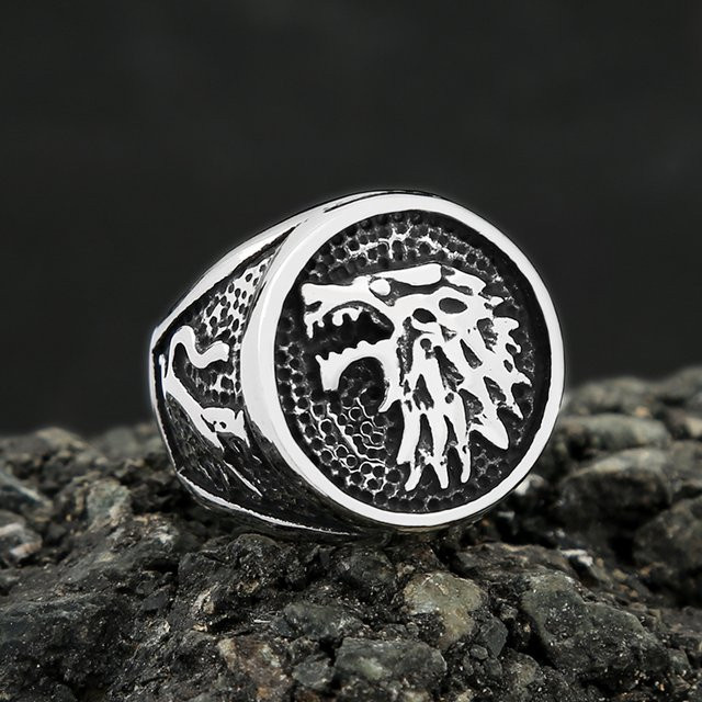 NORTHMAN Ring Edelstahl, Wolf, Herren, Silber, Vintage - Bild 1