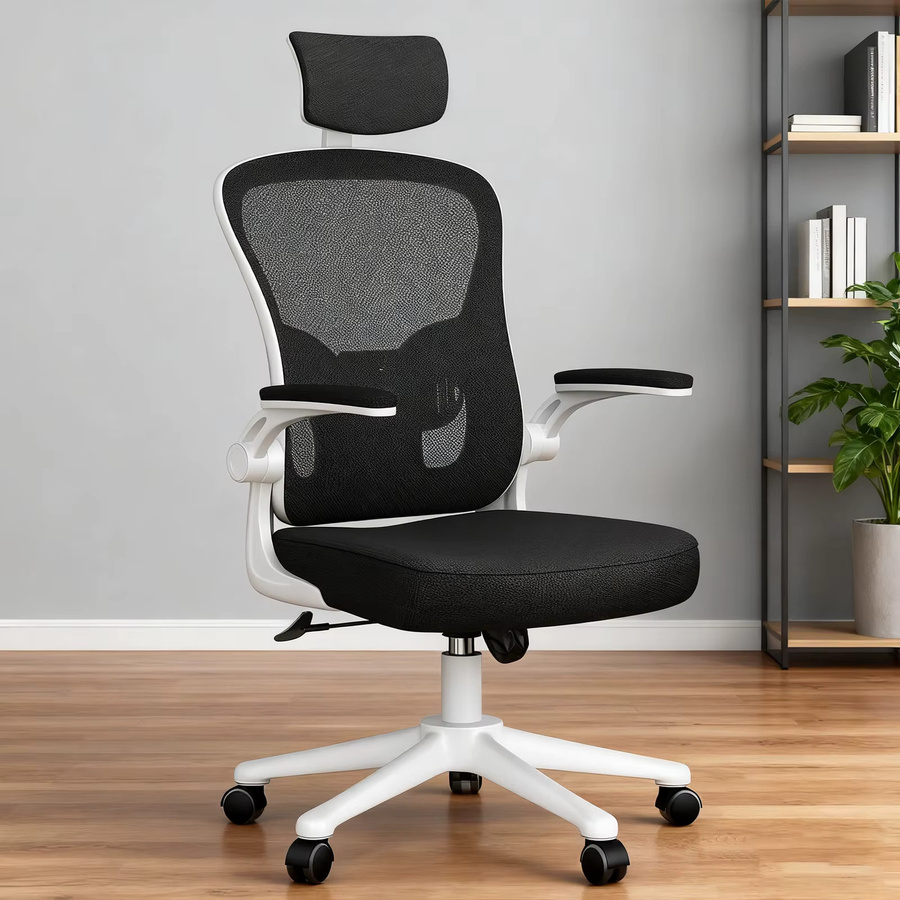 GartistGO Ergonomischer Bürostuhl in Grau mit Kopfstütze, verstellbaren Armlehnen und atmungsaktivem Mesh-Element für dein Home-Office - Bild 2