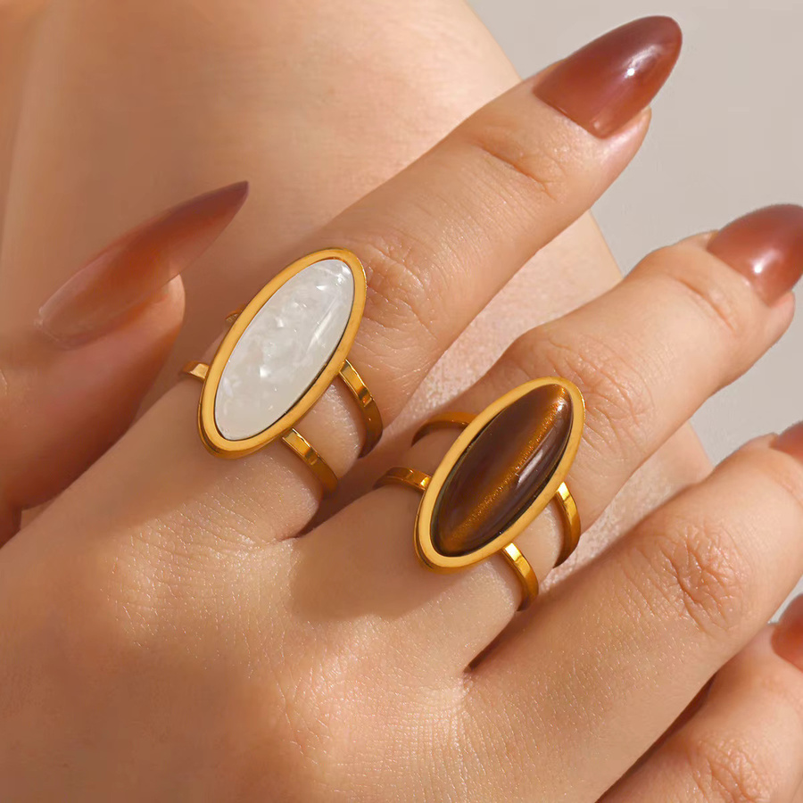 UHBINYCA Ring, geometrisch oval, Edelstahl vergoldet, Damen - Bild 2