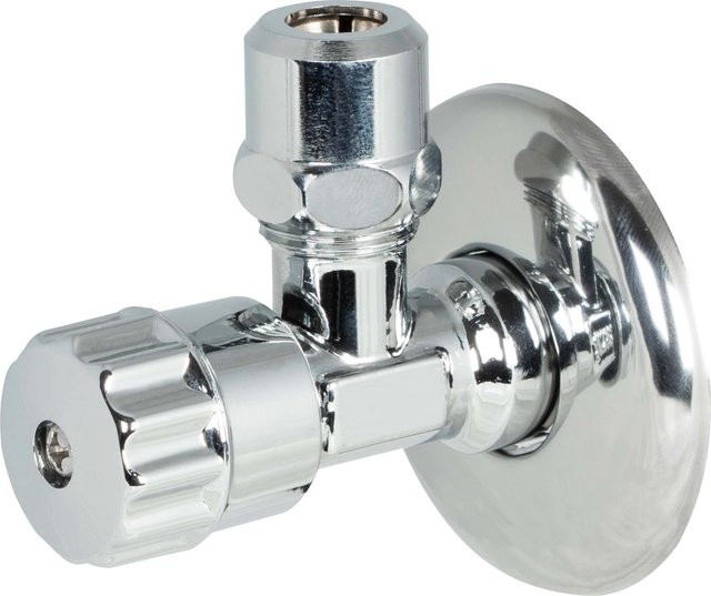 LUX-TOOLS Schubrosette Waschgeräte-Ventil aus Messing in Chrom, Wandmontage, R 1/2 Zoll, 21 mm x 10 mm - Bild 1