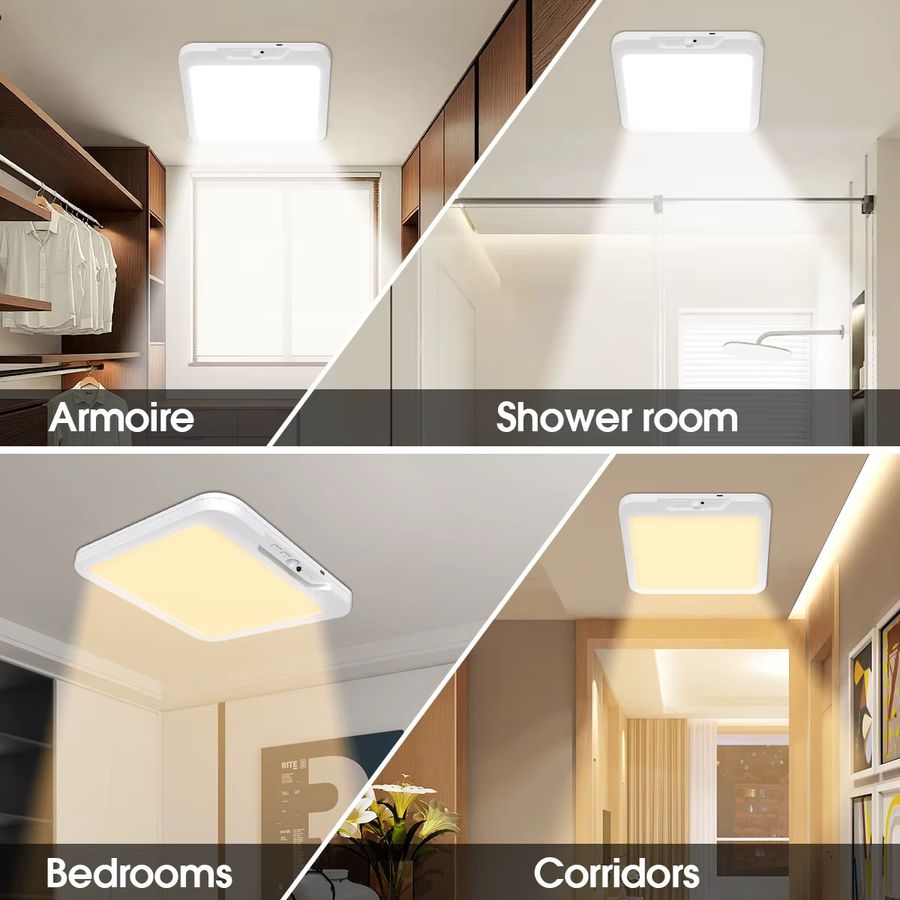 Magnetische LED-Deckenleuchte mit Bewegungsmelder und Fernbedienung, dimmbar mit 3 Farbtemperaturen, batteriebetriebene Innenlampe für Schrank und Flur - Bild 7