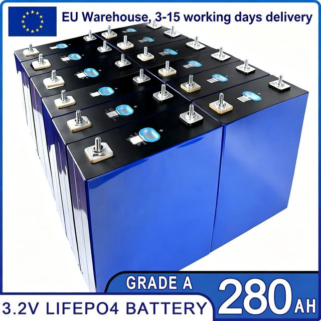 EVE 280Ah LiFePO4 Batterie 4er-Pack Klasse A prismatische Lithium-Eisenphosphat-Batterie 3,2V für Solarsysteme kompatibel mit 12V/24V/48V-Systemen - Bild 1