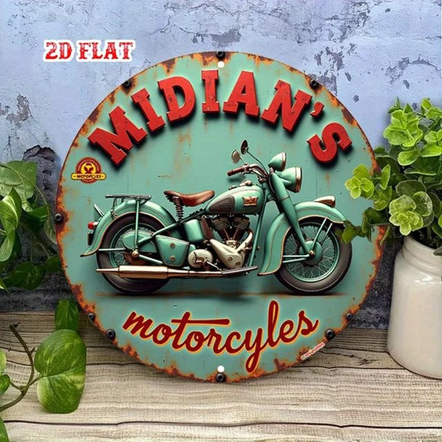 CIFbuy Vintage One Piece Motorrad Metallschild aus Aluminium, runde Wandkunst in Multicolour für Garage, Bar und Heimdekoration - Bild 1