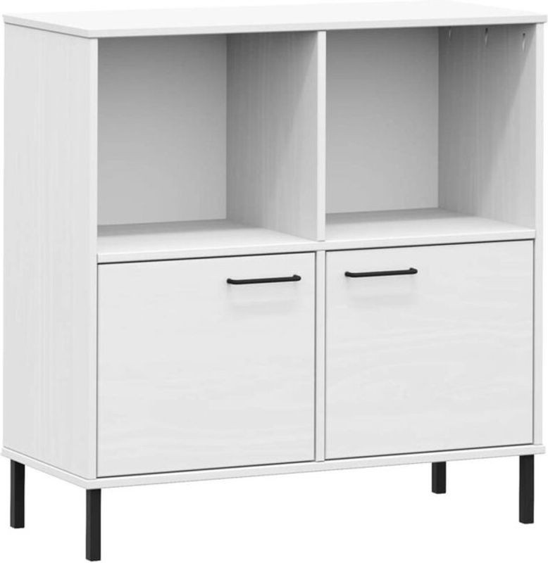 Vidaxl Bücherregal Oslo aus Massivholz mit Metallbeinen in Weiß B/T/H: 90 x 35 x 90,5 cm - Bild 1