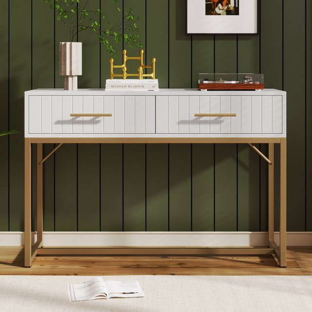 Schminktisch von AB Store in Weiß mit 2 Schubladen und modernem Design, B/T/H: 100 x 45 x 75 cm - Bild 1