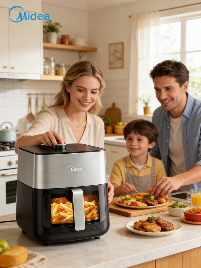 Midea Heißluftfritteuse mit digitalem Touchscreen und Sichtfenster, 6,5 l, ölfreies Kochen - Bild 6