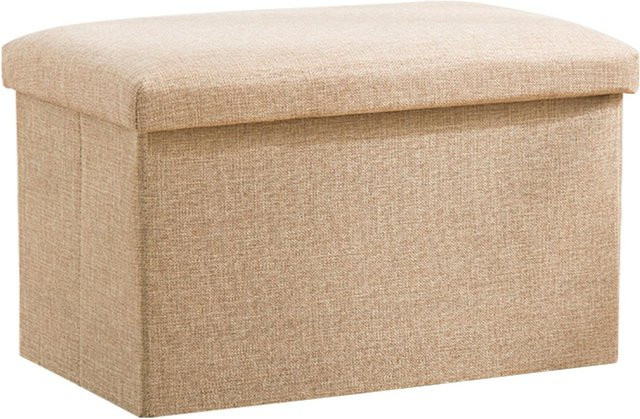 Multifunktionaler klappbarer Aufbewahrungshocker aus Stoff von Aimo in Beige - Bild 1