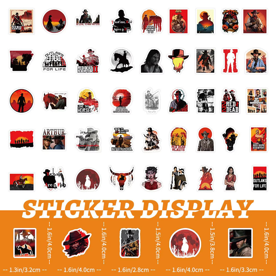 103-Blatt-Aufkleberrolle im Western-Stil aus wasserfestem Vinyl in Multicolour von Sticker Story Store - Bild 3