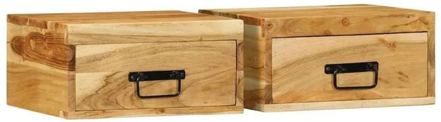 vidaXL Wand-Nachttische aus Akazienholz 2er-Set, Braun, B: 40 cm, H: 19 cm, T: 30 cm - Bild 1