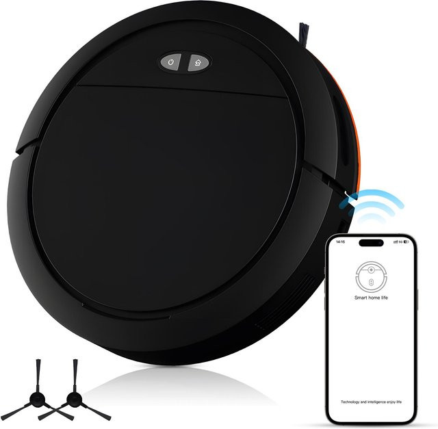 TOMTOP JMS Saugroboter mit Wischfunktion in Schwarz, 4000 Pa Saugkraft, WiFi App-Steuerung und ideal für Tierhaare - Bild 1