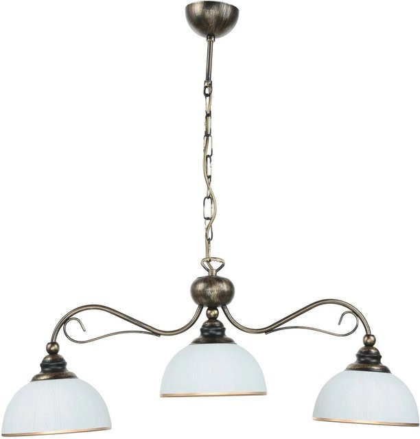 Licht-Erlebnisse Hängelampe aus Metall und Glas in Braun und Gold/Messing mit 3x E27 Fassungen und höhenverstellbarem Design - Bild 1