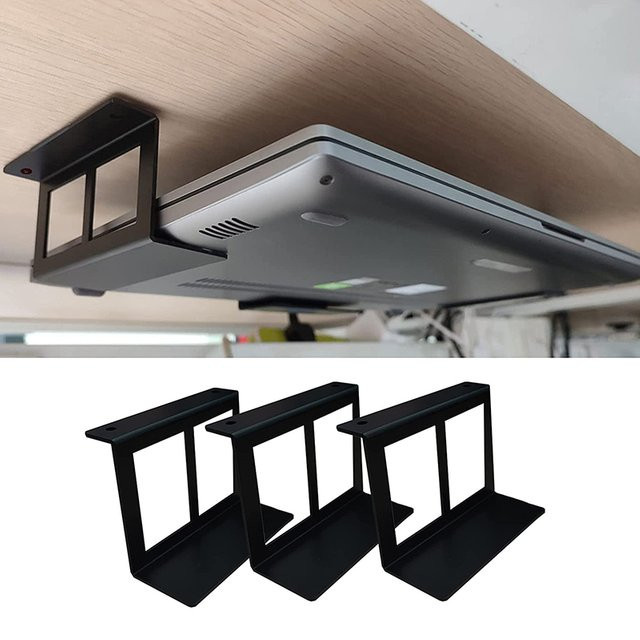 SAFENH Laptop-Halterung unter dem Schreibtisch mit Schrauben für MacBook und Notebook-Zubehör, Schwarz - Bild 1