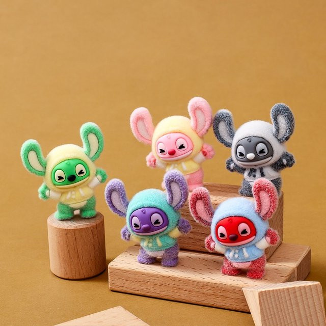Bandai Disney Stitch Flocked Blind Box, Mini-Puppe, Einzelfigur - Bild 1