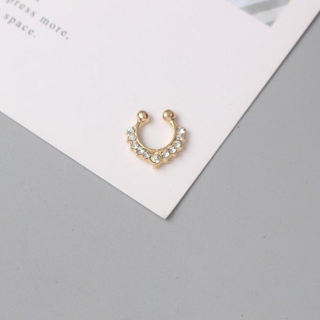 Fake Piercing Nasenring, Kristall, Gold, Damen - Bild 1