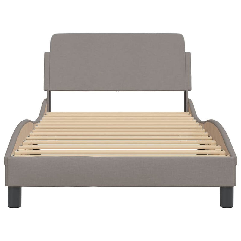 vidaXL Bettgestell Dover in Taupe aus Stoff und Holzwerkstoff, B/T/H: 105 x 105 x 200 cm - Bild 2