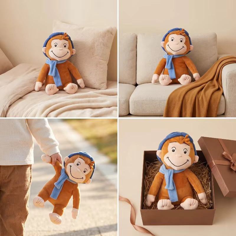Bandai Curious George Plüschtier, Affe, Blau, Braun - Bild 2