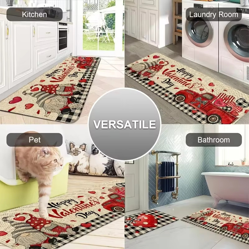 VIKAMA Dekorativer Teppich mit floralem Design in Rot für Wohnzimmer, Schlafzimmer, Küche oder Eingangsbereich - Bild 6