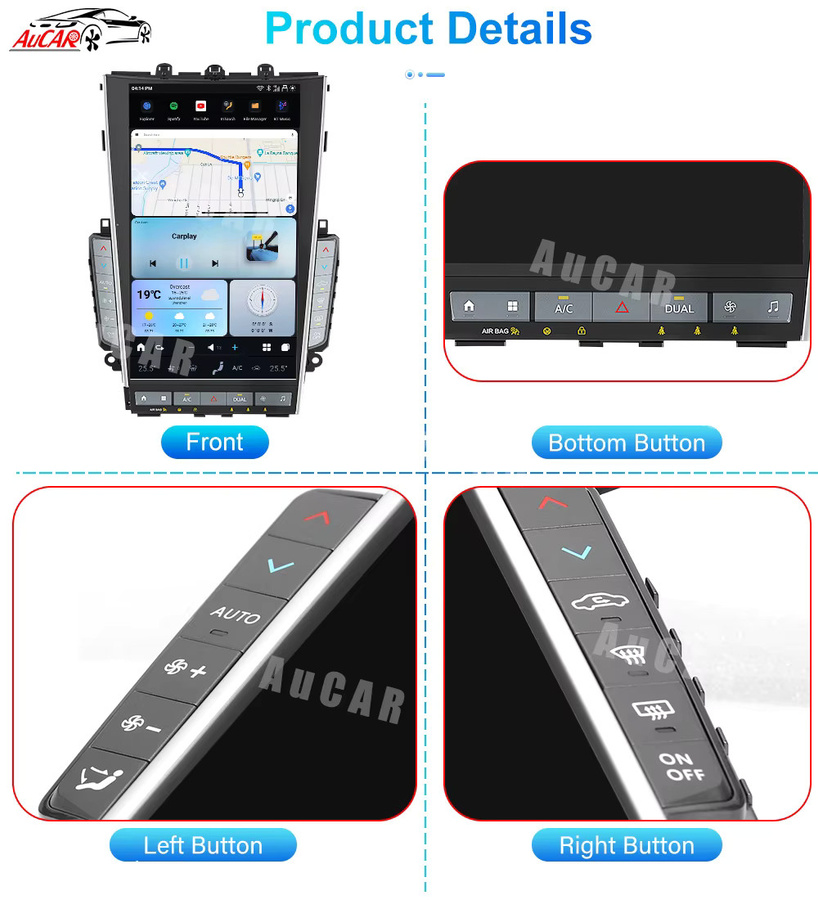 AuCar Mark7 T-Style Android Head Unit Radio für Infiniti Q50 Q50S Q60 Q60S 2014-2019 mit GPS und 13,6 Zoll Display in Schwarz - Bild 3