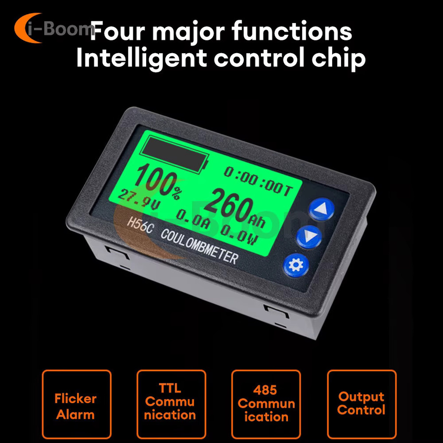Aideepen Coulomb Meter Monitor mit Hall Sensor zur Batteriekapazitätsanzeige, Voltmeter und Amperemeter, Schwarz - Bild 2
