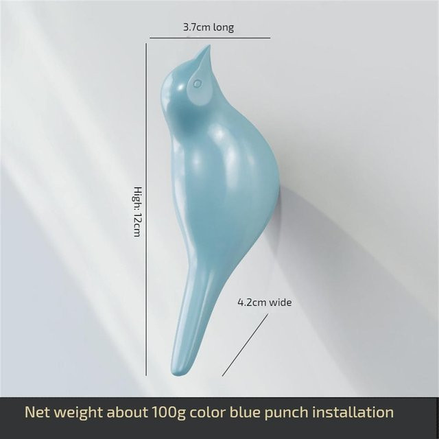 Kreativer 3D Vogel Wandhaken als dekorativer Kleiderhaken für Schlafzimmer und Tür in verschiedenen Farben - Bild 1