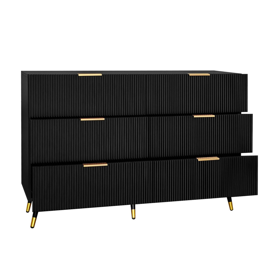 okwish Sideboard Modern mit Schubladen in Schwarz und Gold, B/H/T: 120 x 77 x 40 cm - Bild 2