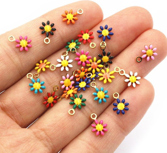 Wadsfred Blumen-Charms Anhänger, Emaille, Edelstahl, Bunt, Unisex - Bild 1