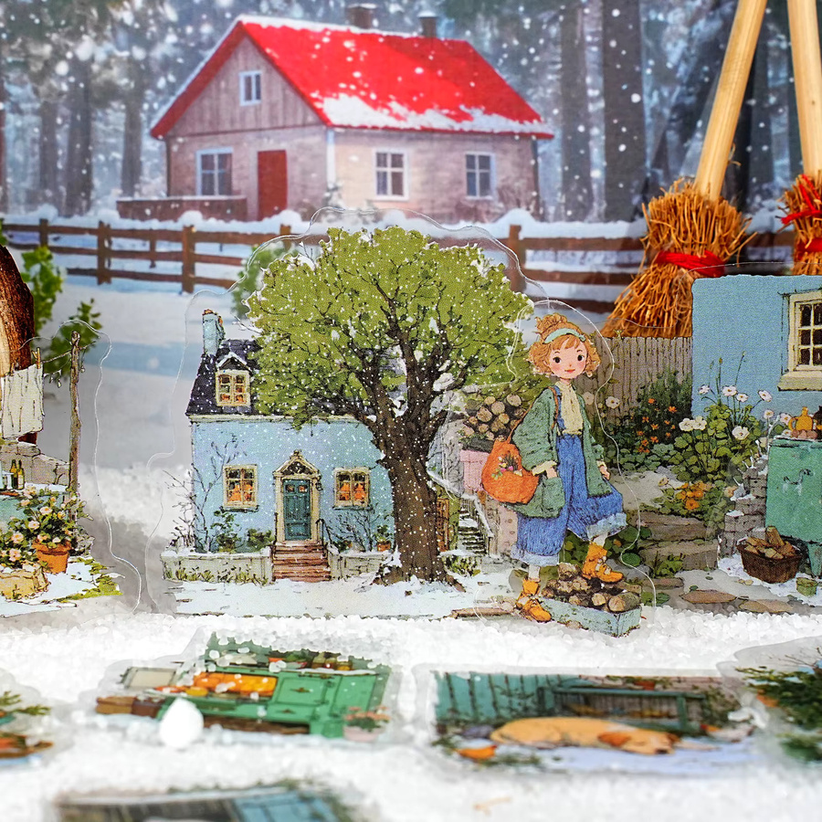 Etori Life Vintage Architektur Landschaft Aufkleber mit Farmhouse Courtyard Muster in Multicolour für Scrapbooking und Raumdekoration - Bild 3