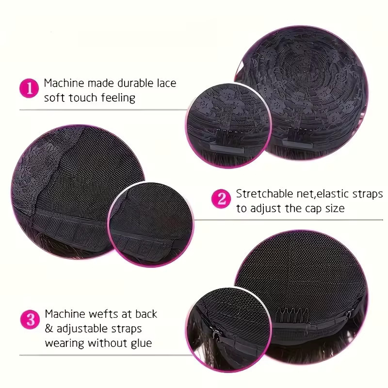 OYM HAIR Pixie-Schnitt-Perücke, 100 % Echthaar, Damen, Rosenmuster - Bild 4