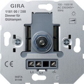 Gira Dimmer-Einsatz 100-1000W 118100 für die Wandmontage - Bild 1