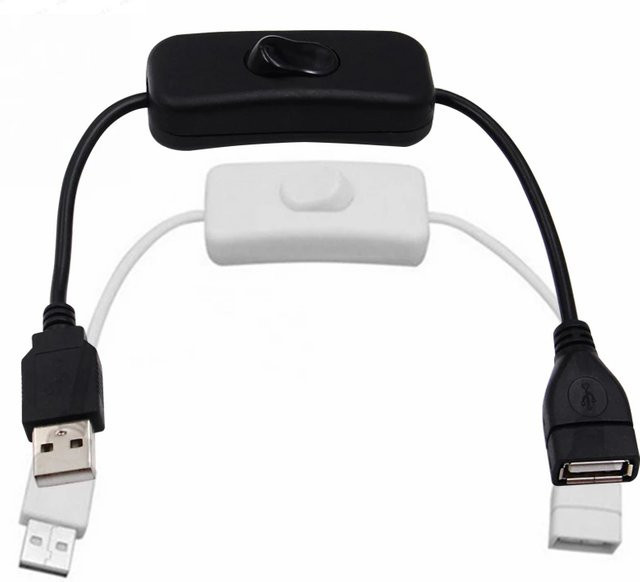 Fomscvka USB Verlängerungskabel mit Ein/Aus-Schalter und LED, Kupfermaterial, Schwarz oder Weiß - Bild 1