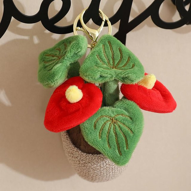 Yiran Health & Beauty Lachendes Gesicht Anthurie Plüschblume Kissen, Plüschtier, 10cm - Bild 1