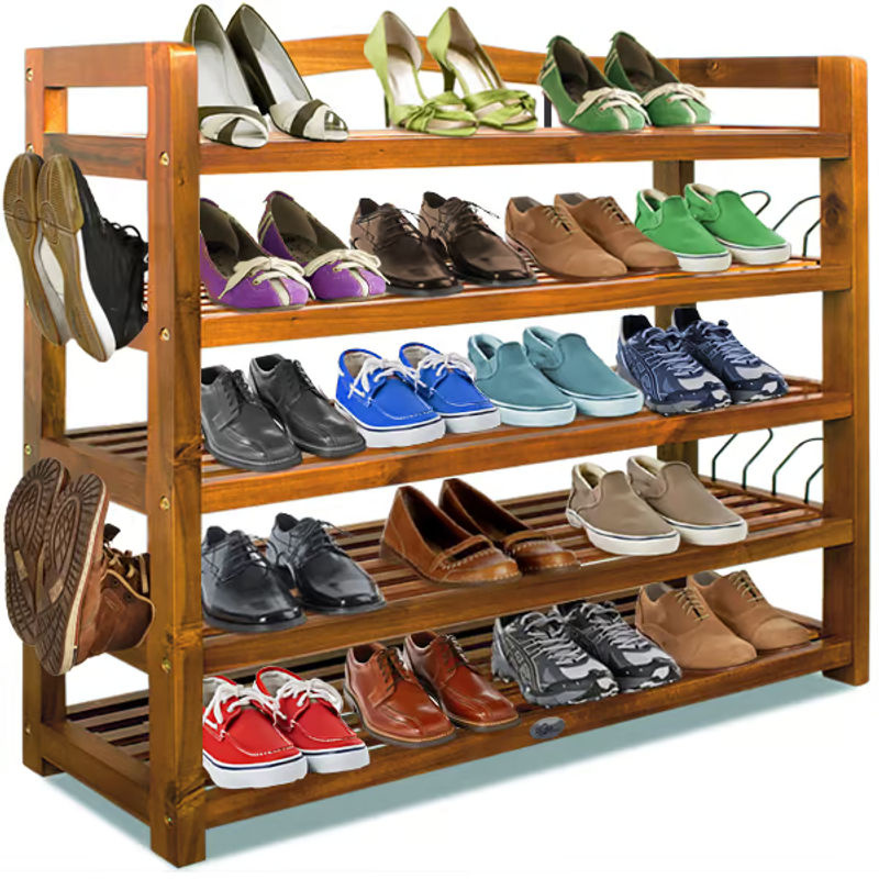 Casaria Schuhregal aus Akazienholz in Braun, B/T/H: 95 x 26 x 82 cm - Bild 4