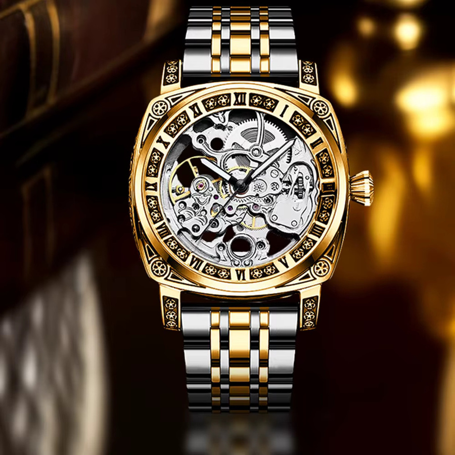 CAROTIF Armbanduhr Automatik, Edelstahl, Gold, Weiß, Herren - Bild 4