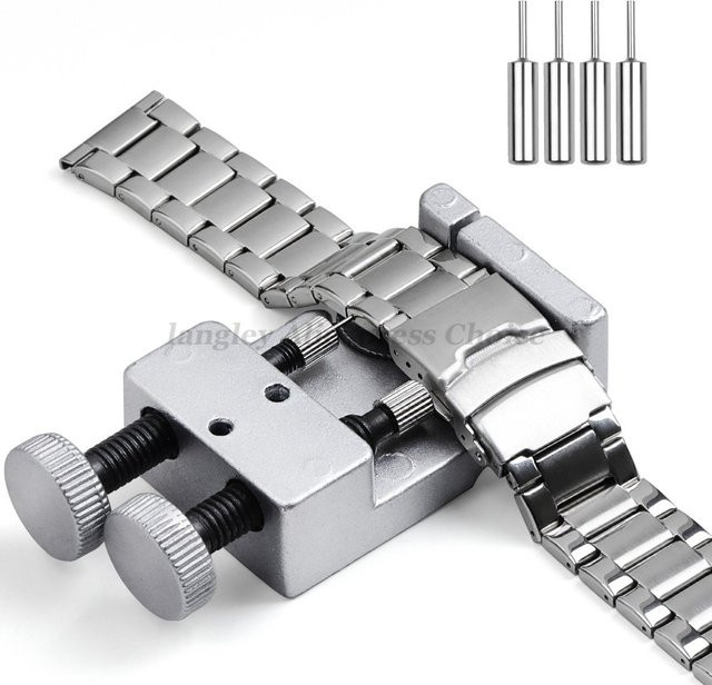 langley Uhrenreparaturwerkzeug aus Metall, Anpassungswerkzeug für Uhrenarmbänder mit Uhrenstift, 2-in-1-Band-Armband-Verbindungsstift-Werkzeug, Entferner - Bild 1