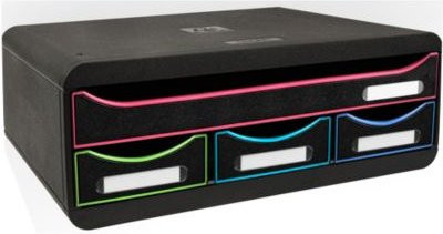 Exacompta TOOLBOX Ablagemodul A4+ Schwarz, stapelbares Organizer-Modul mit 4 Schubladen, Tiefe: 27 cm, Höhe: 13,5 cm - Bild 1