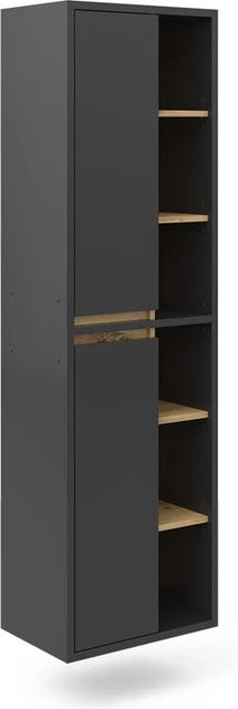 Vicco Badschrank Viola Hochschrank in Anthrazit und Eiche mit Türen und offenen Fächern, B/T/H: 50 x 39,02 x 170 cm - Bild 2