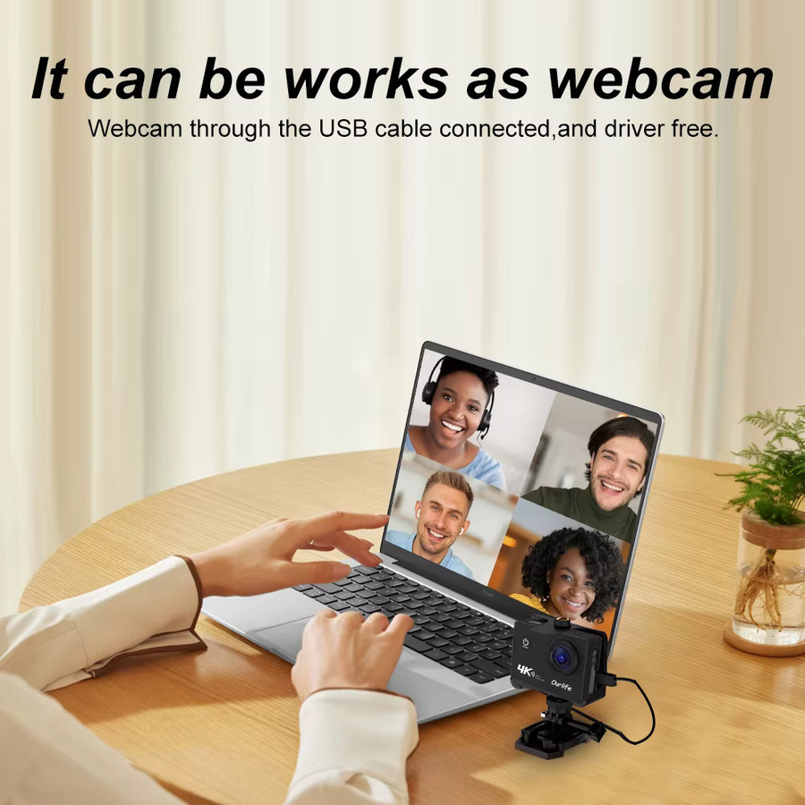 Ourlife 4K Action Kamera Ultra HD 16MP mit WiFi und 2,0 Zoll Bildschirm, 170D DVR Webcam für Unterwasseraufnahmen bis 30M und Sportaufnahmen - Bild 2