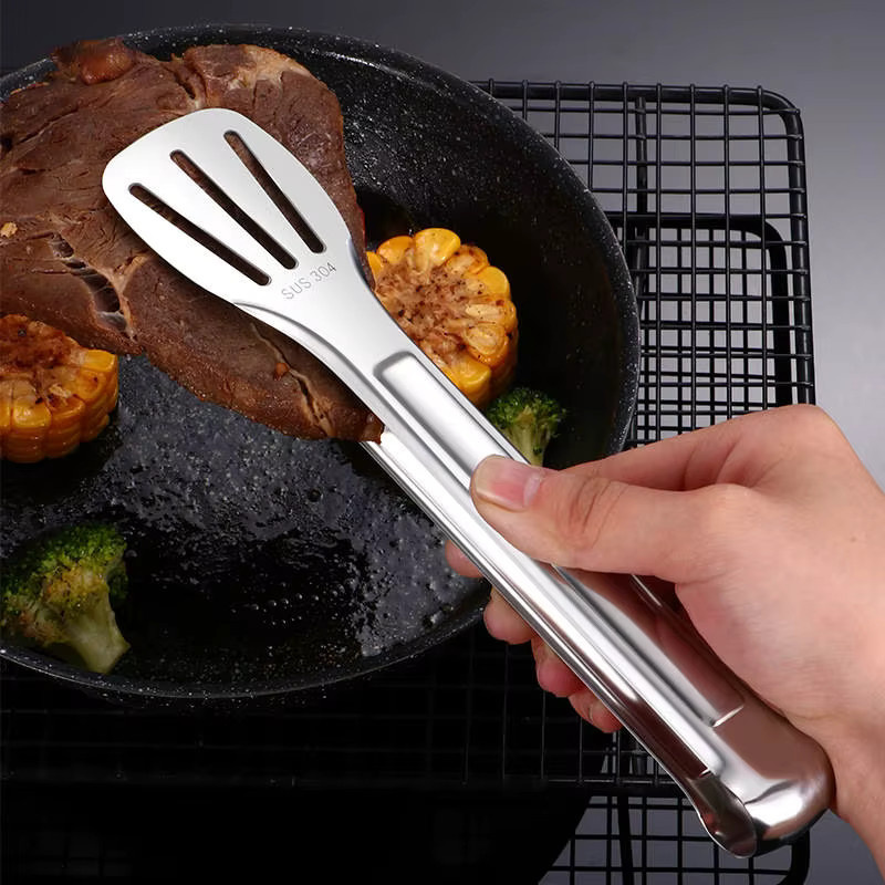 Kitchya Grillzange aus Edelstahl in Silber für Fleisch, Salat und Brot - Bild 2